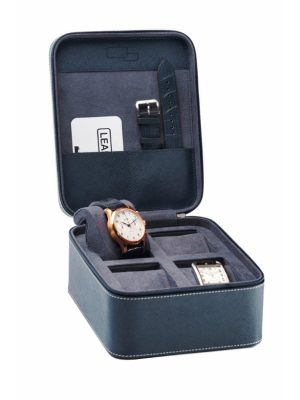 Alternative view of Leanschi 4 slot watch box/blue