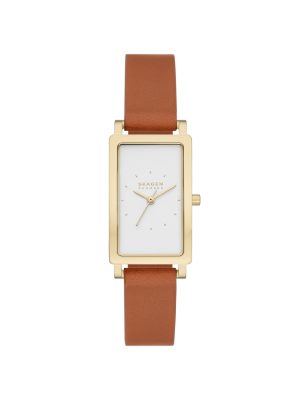 Skagen Hagen Lille Three-Hand Brown Leather Tank Watch - SKW3097