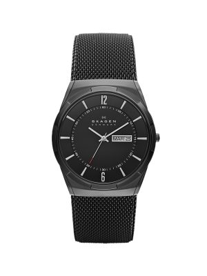 Skagen Melbye Titanium and Midnight Steel Mesh Day-Date Watch - SKW6006