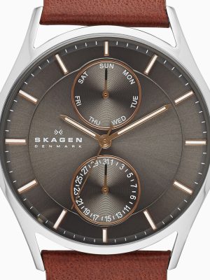 Alternative view of Skagen Holst Multifunction Medium Brown Leather Multifunction Watch - SKW6086