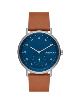 Skagen Kuppel Two-Hand Sub-Second Brown Leather Watch - SKW6888