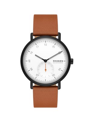 Skagen Kuppel Two-Hand Sub-Second Brown Leather Watch - SKW6889